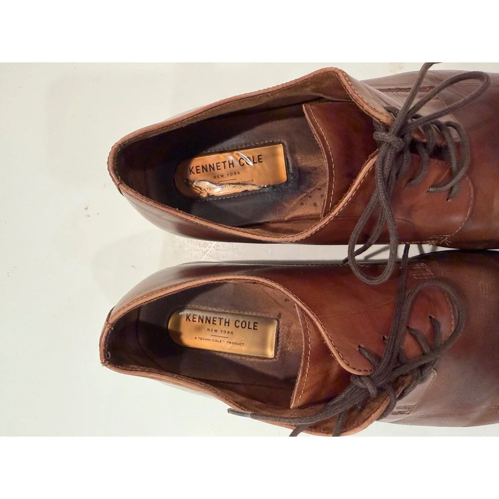 Kenneth Cole Abbott‎ Lace Up Mens 12M Brown Leather Medallion Toe Oxford AB0011